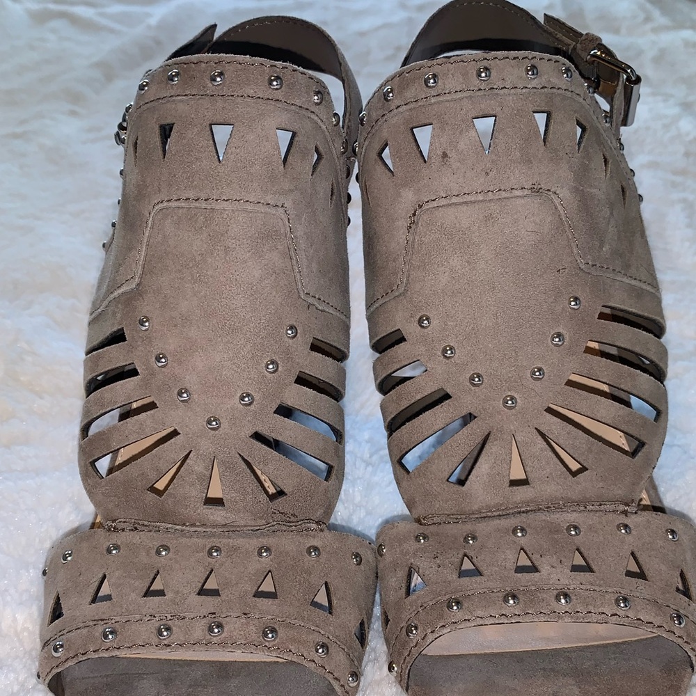 Vince Camuto Suede Cutout Peep Toe Heels - Picture 4 of 7